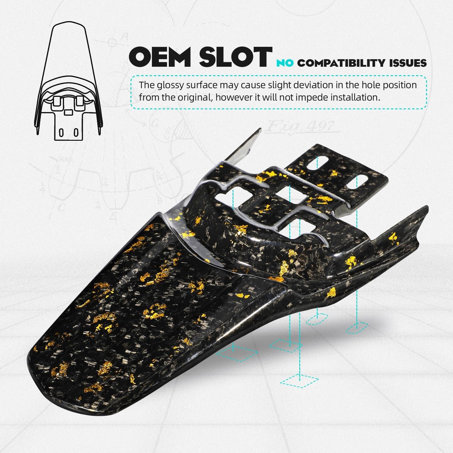 Dirt Bike Rear Fender Mud Guard Carbon Fiber for Surron Sur Ron Light Bee X/S X260 X160 Electric Dirt Bike Gold